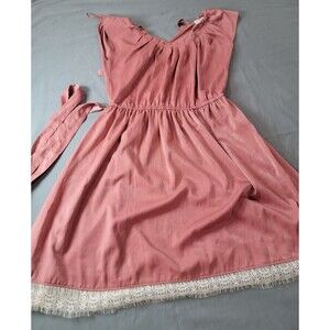 LC Lauren Conrad Women’s Medium Pink Lace Hem Tie Back Dress Medium